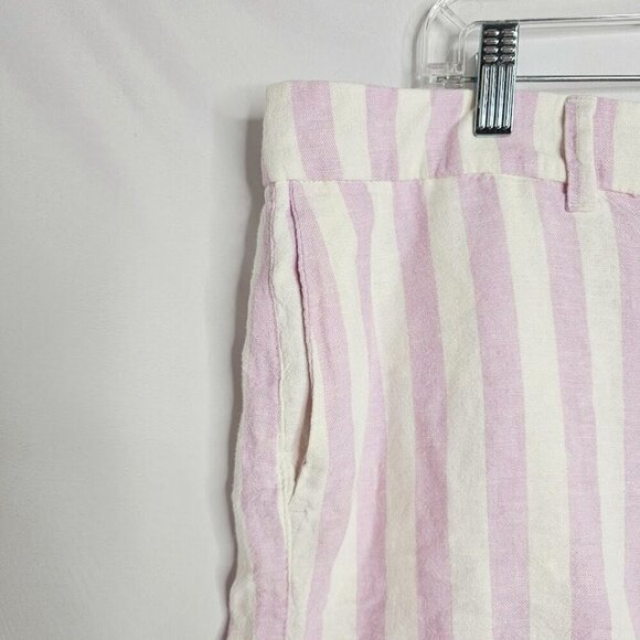 NWT OLD NAVY Linen Shorts Everyday PURPLE WHITE STRIPE size 16 High Rise Pockets - Picture 3 of 7